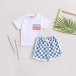 Baby Boy Shorts Short Sleeve Printed Chessboard Plaid Two-piece Set - Tiny Trendsetter Baby Boy Chessboard Chic Set