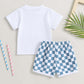 Baby Boy Shorts Short Sleeve Printed Chessboard Plaid Two-piece Set - Tiny Trendsetter Baby Boy Chessboard Chic Set