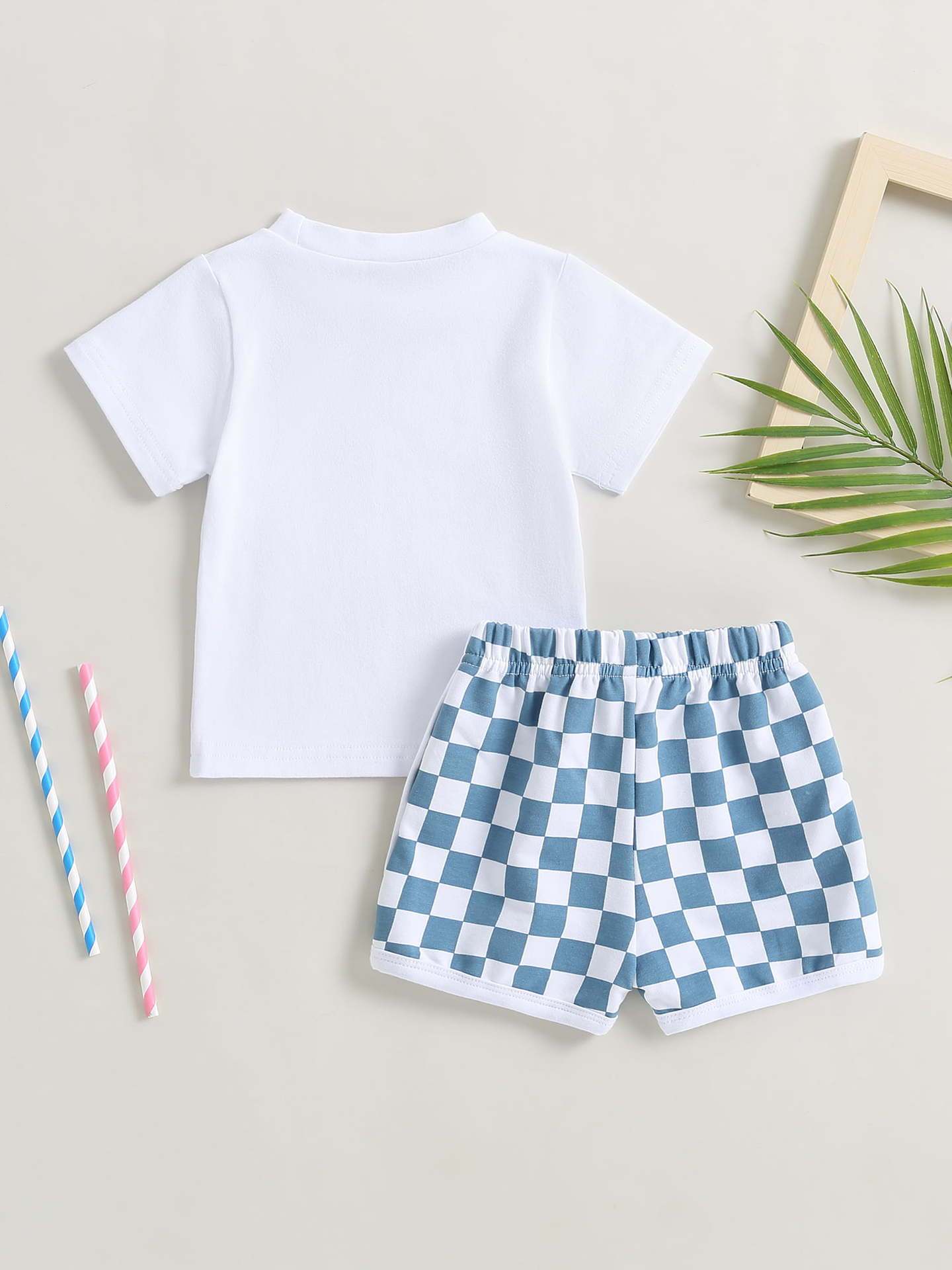 Baby Boy Shorts Short Sleeve Printed Chessboard Plaid Two-piece Set - Tiny Trendsetter Baby Boy Chessboard Chic Set