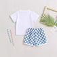 Baby Boy Shorts Short Sleeve Printed Chessboard Plaid Two-piece Set - Tiny Trendsetter Baby Boy Chessboard Chic Set