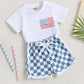 Baby Boy Shorts Short Sleeve Printed Chessboard Plaid Two-piece Set - Tiny Trendsetter Baby Boy Chessboard Chic Set