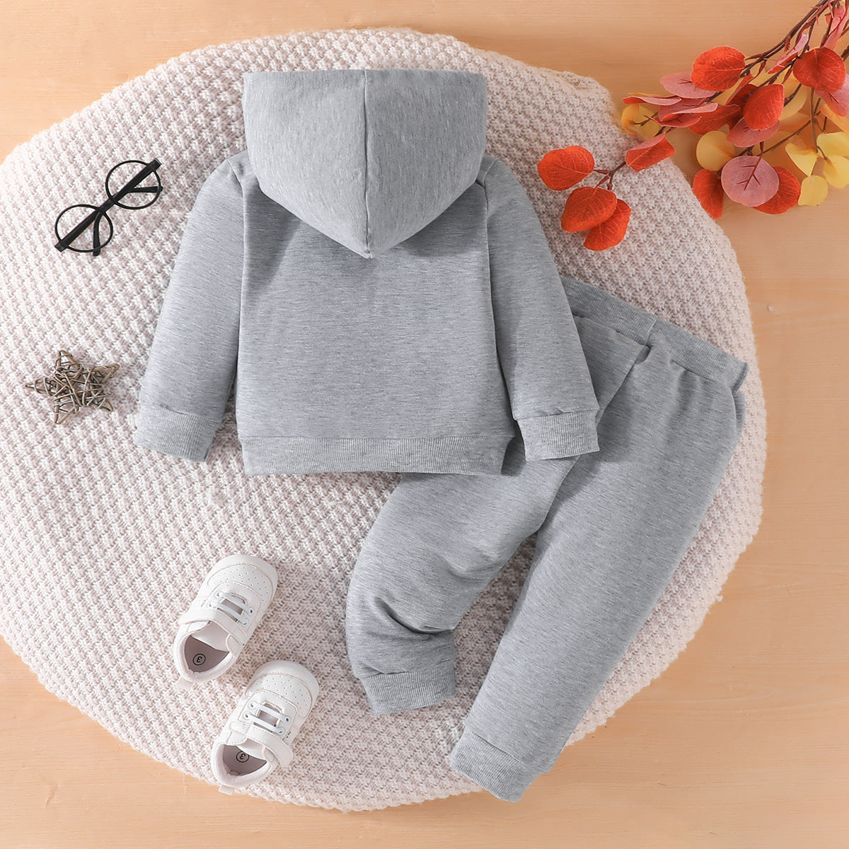 Baby Boy Solid Color Hoodie Trousers Suit - Baby Boy Hoodie Trousers Suit in Solid Color Fun