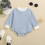 Baby Boys And Girls Long Sleeve Multi-color Stripe Pattern Triangle Jumpsuit - Baby Long Sleeve Triangle Jumpsuit