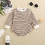 Baby Boys And Girls Long Sleeve Multi-color Stripe Pattern Triangle Jumpsuit - Baby Long Sleeve Triangle Jumpsuit