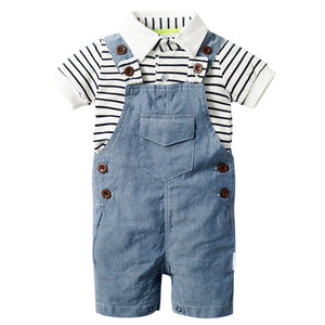 Cotton Striped Outfit Set for Children in Various Sizes US and CHF - Tiny Trendsetter: Baby Boy’s Jumpsuit Fun Awaits