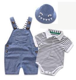 Baby BoysStrap Pants Jumpsuit Hat Three-piece Clothes - Tiny Trendsetter: Baby Boy’s Jumpsuit Fun Awaits