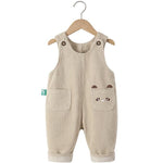 Baby Cartoon Cute Corduroy Suspender Pants - Baby Cartoon Embroidered Suspender Pants for Autumn