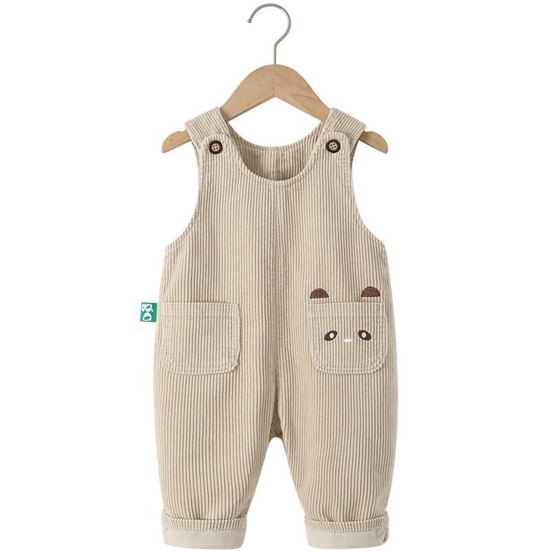 Baby Cartoon Cute Corduroy Suspender Pants - Baby Cartoon Embroidered Suspender Pants for Autumn