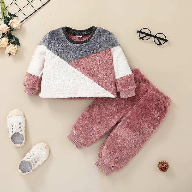 Pink Baby Sweater Suit in Korean Polyester Two-Piece Set for Little Ones - Tiny Trendsetters baby sweater suit