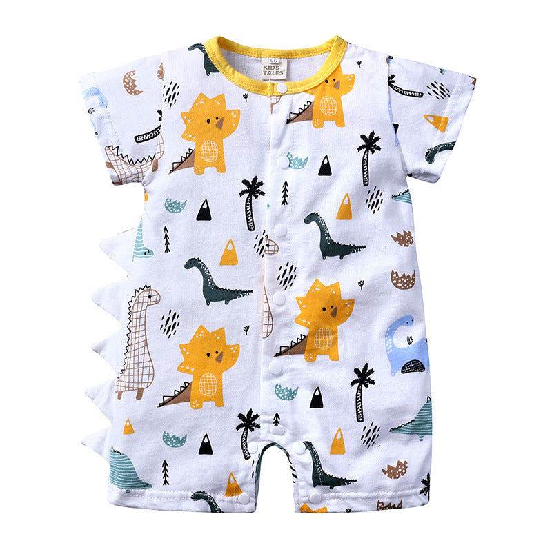 Baby Clothes One-piece Cartoon Dinosaur Short-sleeved Baby Romper - Tiny Dino Romper for Miniature Adventurers