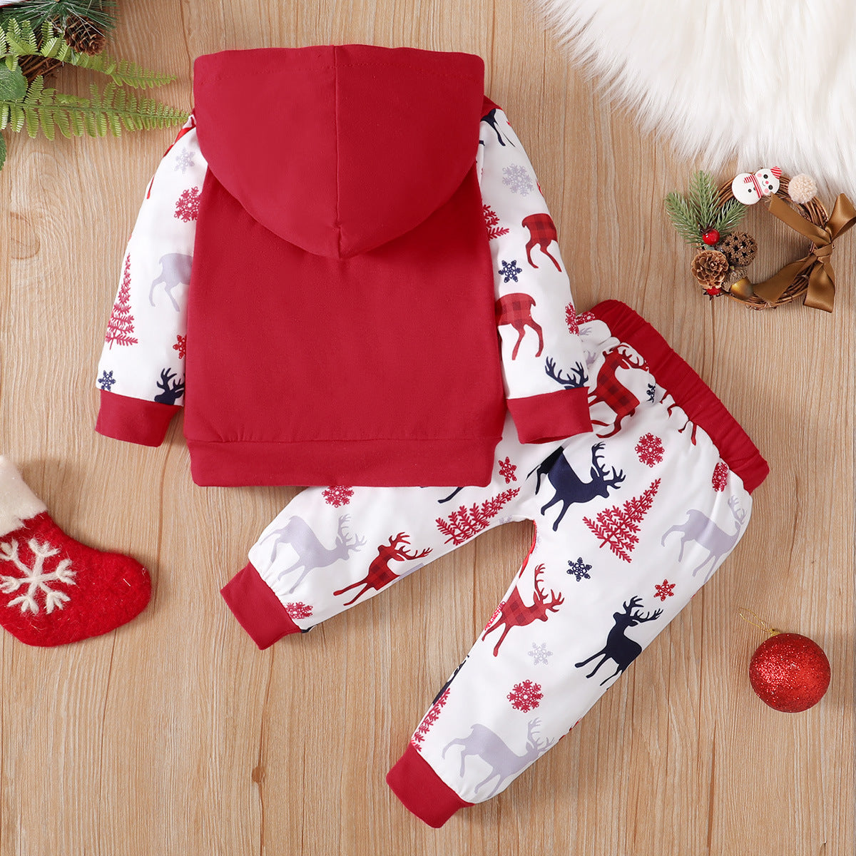 Baby Clothes Printed Pullover Hoodie Trousers Two-piece Set - Tiny Trendsetter Hoodie and Trouser Cutie Set