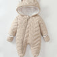 Baby Cotton Coat Quilted Fleece-lined Windproof Jumpsuit - Cozy Baby Jumpsuit with Foot Wrap for Chill Adventures