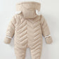 Baby Cotton Coat Quilted Fleece-lined Windproof Jumpsuit - Cozy Baby Jumpsuit with Foot Wrap for Chill Adventures