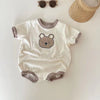 Baby Cute Bear swobodne rompers z krótkim rękawem - Beżowy