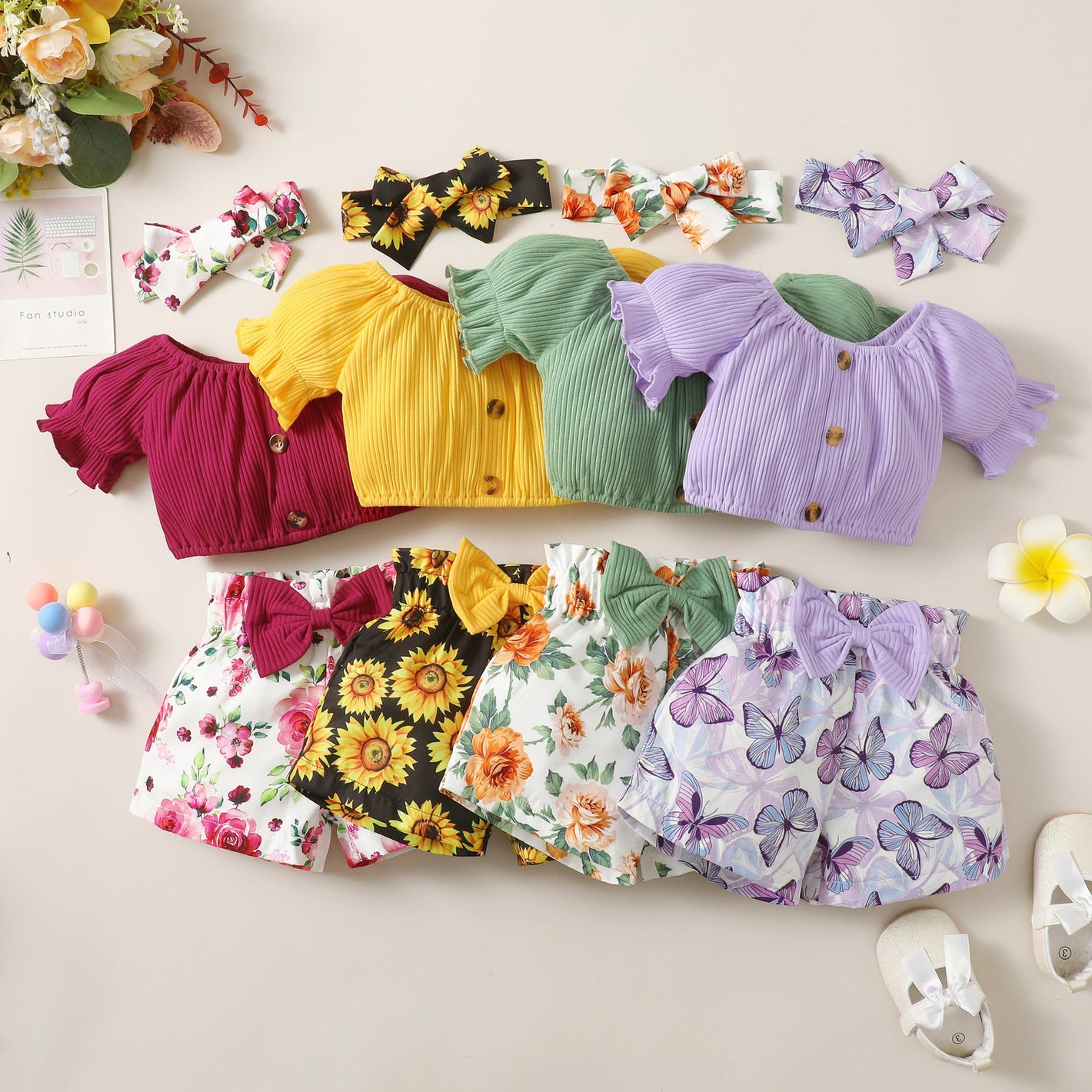 Baby Cute Colorful Pants Shorts for 12-24 Months in the United States - Short Sleeve Set Tiny Trendsetters united