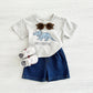 Baby Dinosaur Printed T-shirt Denim Shorts All-match Suit - Baby Dinosaur T-shirt and Shorts for Tiny Trendsetters