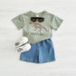 Baby Dinosaur Printed T-shirt Denim Shorts All-match Suit - Baby Dinosaur T-shirt and Shorts for Tiny Trendsetters