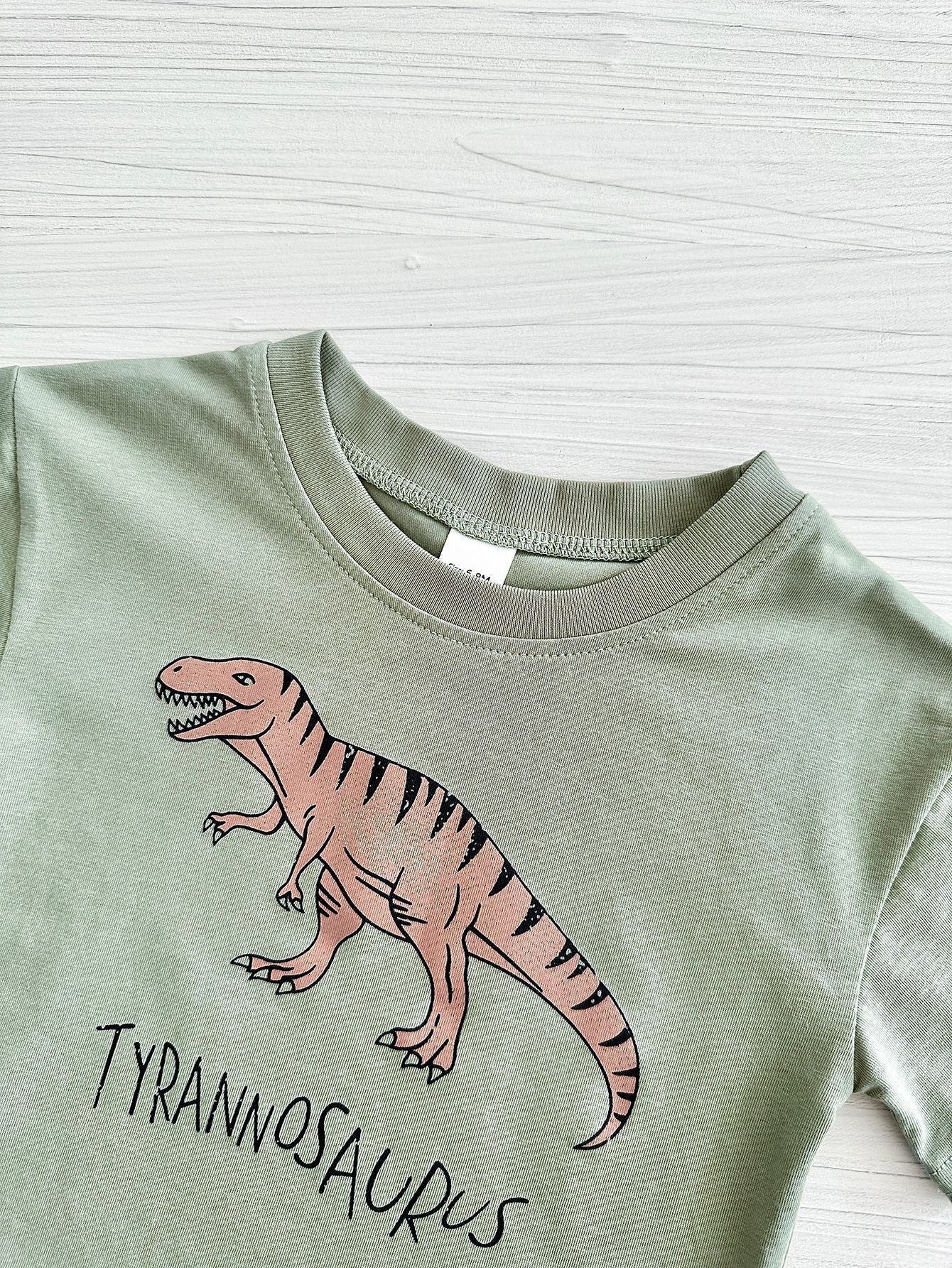 Baby Dinosaur Printed T-shirt Denim Shorts All-match Suit - Baby Dinosaur T-shirt and Shorts for Tiny Trendsetters