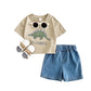 Baby Dinosaur Printed T-shirt Denim Shorts All-match Suit - Baby Dinosaur T-shirt and Shorts for Tiny Trendsetters