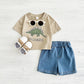 Baby Dinosaur Printed T-shirt Denim Shorts All-match Suit - Baby Dinosaur T-shirt and Shorts for Tiny Trendsetters