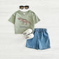 Baby Dinosaur Cartoon Suit for 6-24 Months in United States Style - T-shirt and Shorts Tiny Trendsetters united states