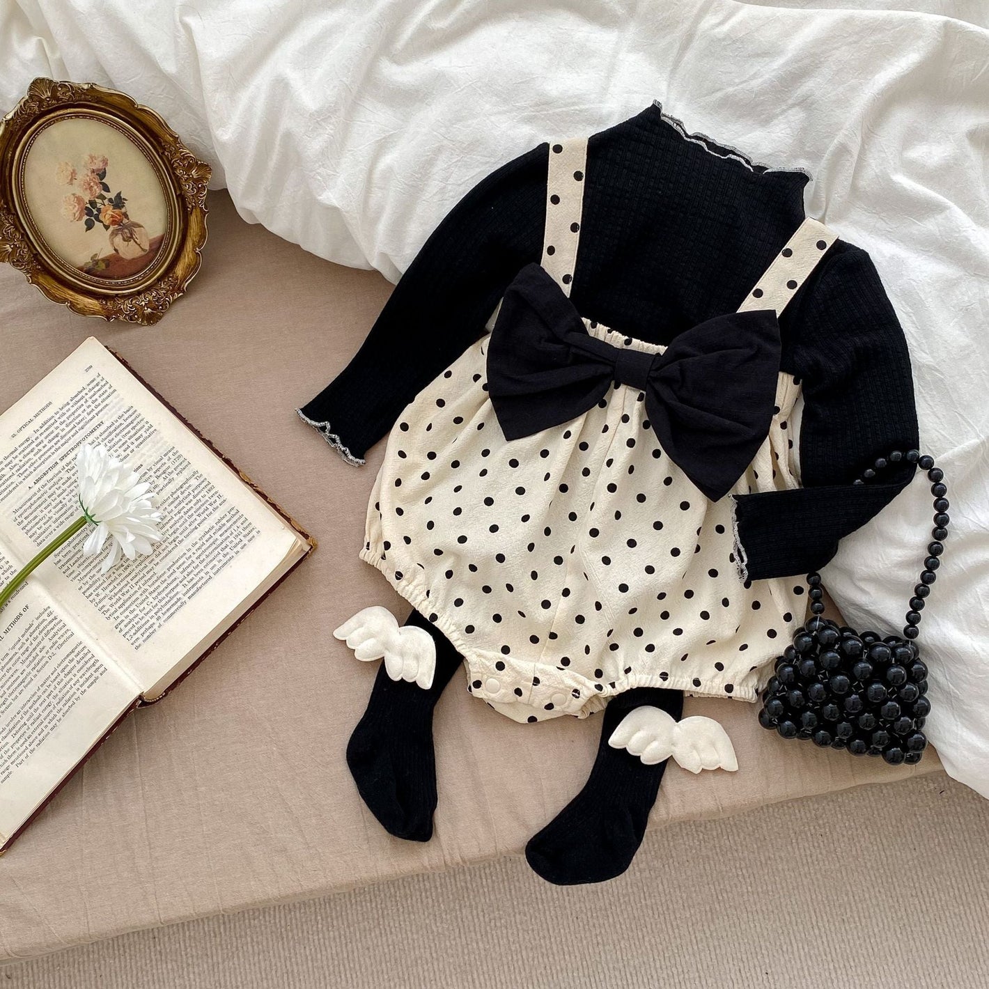 United States Dot Bow Suit in Cotton for Asian Sizing CHF Style - Tiny Fashionista’s Romper Stars united states chf dot