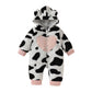 Baby Fur Hooded Romper Love Affixed Cloth Embroidered Cow Stripes Casual Zipper Long Type Crawling Suit - Cuddle Up