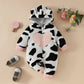 Baby Fur Hooded Romper Love Affixed Cloth Embroidered Cow Stripes Casual Zipper Long Type Crawling Suit - Cuddle Up