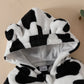 Baby Fur Hooded Romper Love Affixed Cloth Embroidered Cow Stripes Casual Zipper Long Type Crawling Suit - Cuddle Up