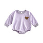 Baby Girl Bear Embroidery Round Neck Long Sleeve Jumpsuit - Baby Girl Bear Jumpsuit for Cozy Long Sleeve Cuteness