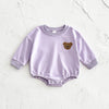 Baby Girl Bear Emelcodery Counter шее с длинным рукавом комбинезон - Фиолетовый