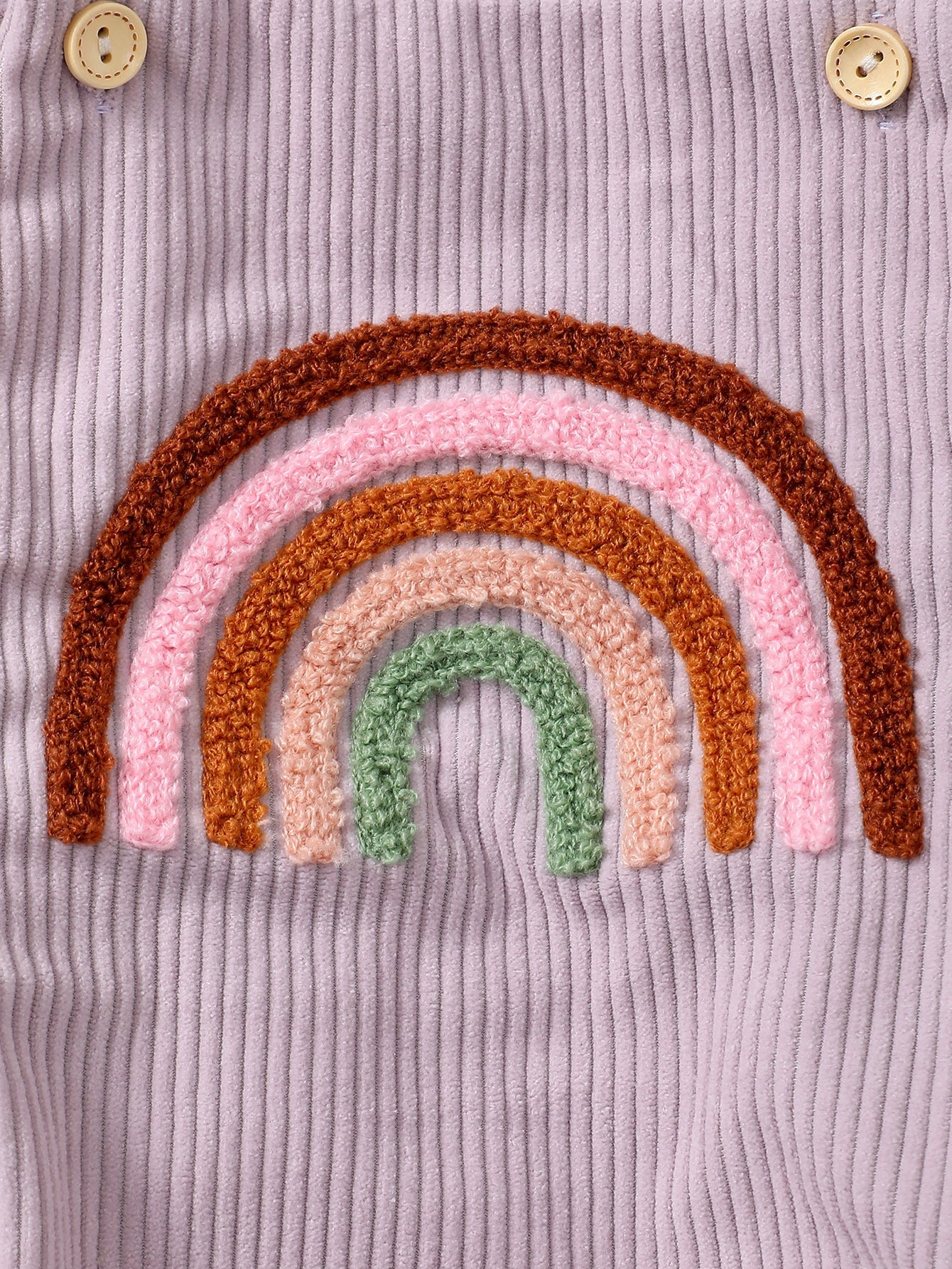 Baby Girl Corduroy Rainbow Towel Embroidery Strap Lace Jumpsuit - Baby Girl Corduroy Rainbow Jumpsuit with Lace Strap