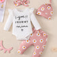 Baby Girl Cotton Romper 4-piece Set - Tiny Fashionista’s 4-Piece Romper Set for Giggles