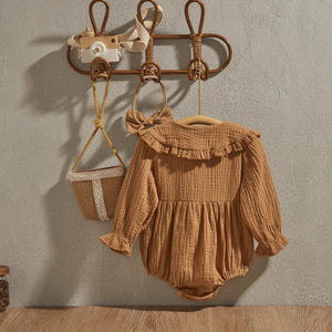 Baby Girl Jumpsuit with Long Sleeves in Purple and Brown for Various Sizes - Sleeve Tiny Fashionistas baby girl