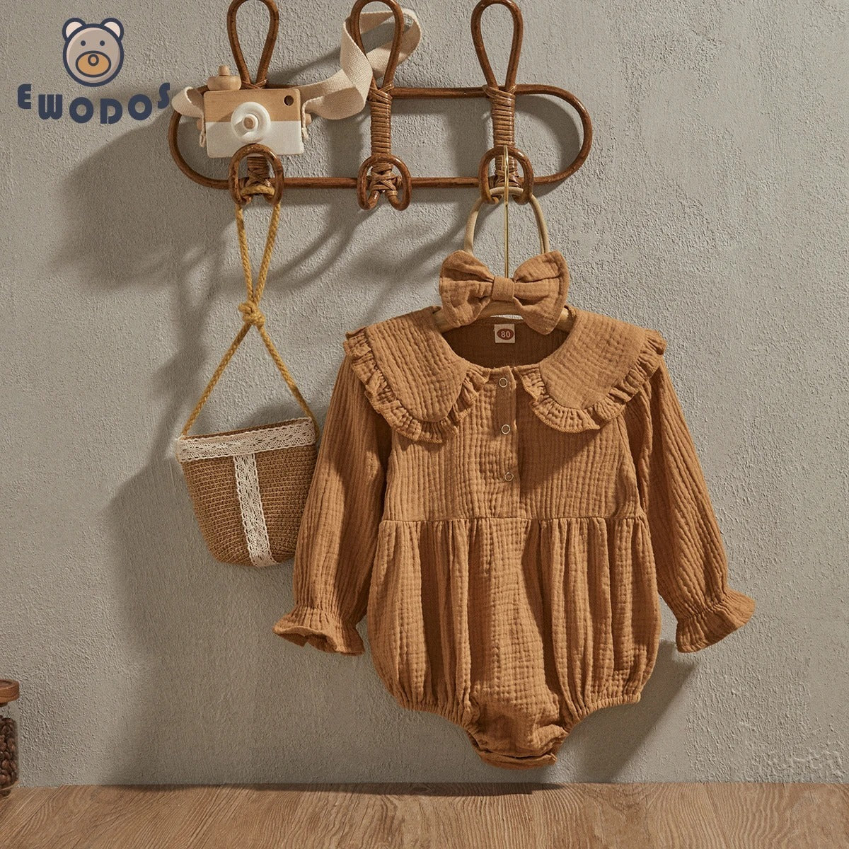 Baby Girl Jumpsuit with Long Sleeves in Purple and Brown for Various Sizes - Sleeve Tiny Fashionistas baby girl