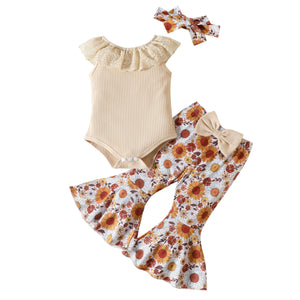 Summer Fashion Cotton Two-Piece Set with Milky White Flowers for Women - Baby Girl’s Tiny Trendsetters united states