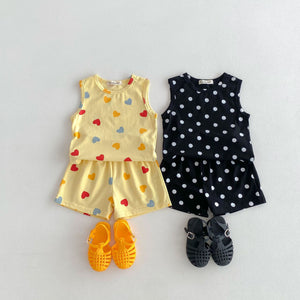 Baby Girl Heart Dots Cotton Outfit for United States Chest Sizes - Cute Set Tiny Fashionistas united states chf baby