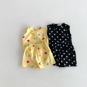 Baby Girl Heart Dots Cotton Outfit for United States Chest Sizes - Cute Set Tiny Fashionistas united states chf baby