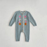 Baby Girls’ Handmade Embroidery Knitted Jumpsuit - Baby Girls Handmade Knitted Jumpsuit Cotton Fabric