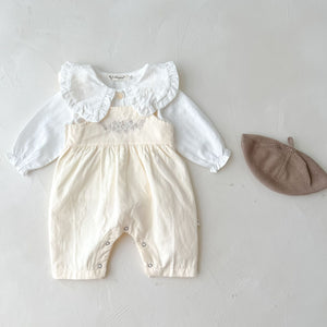 Baby Girls Apricot White Cotton Suspender Pants for United States Market - Romper Who Love to Hang Loose united states