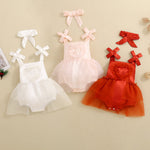 Baby Girl’s Love Tulle Jumpsuit Headscarf Two-piece Set - Tiny Fashionista’s Tulle Jumpsuit and Headscarf Set