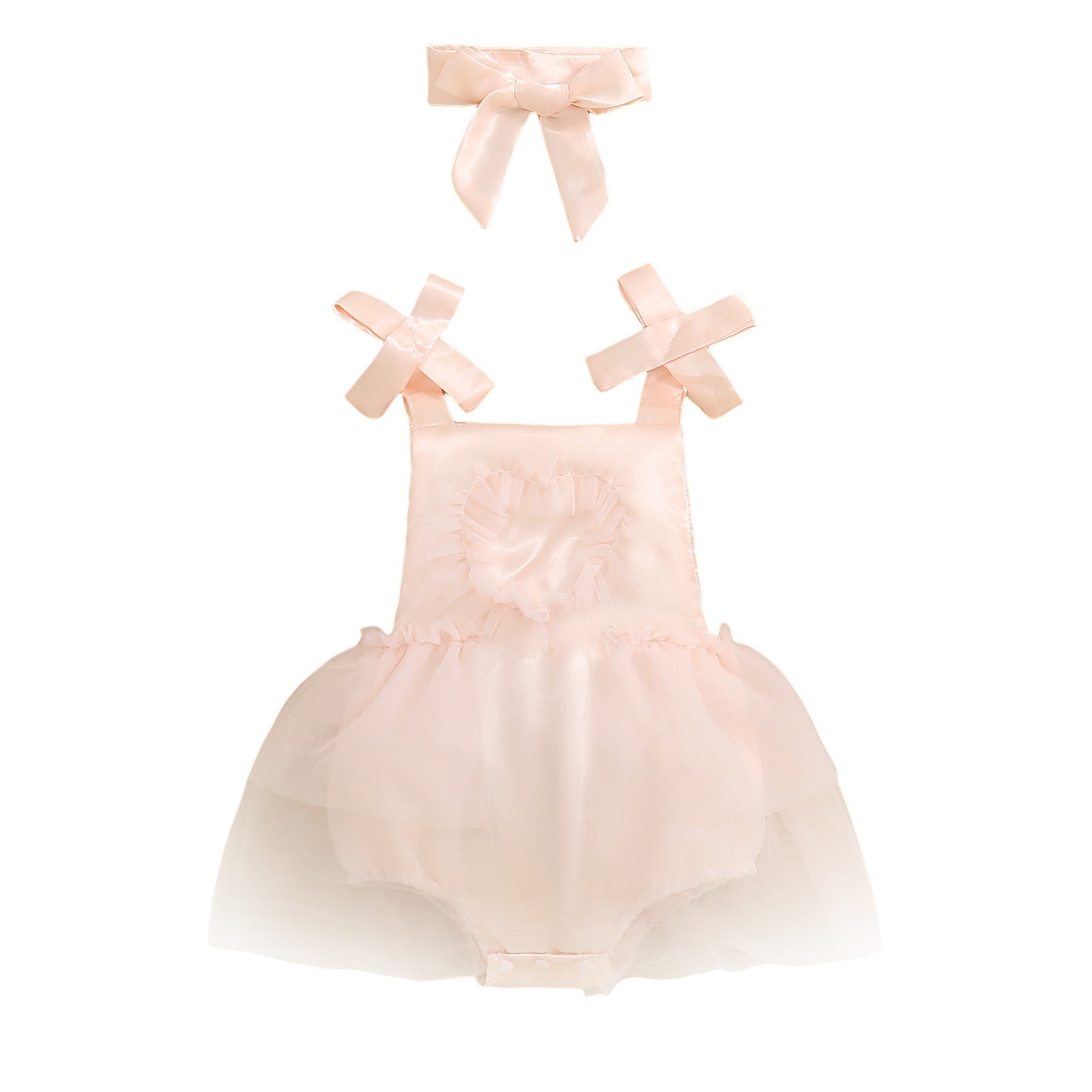 Baby Girl’s Love Tulle Jumpsuit Headscarf Two-piece Set - Tiny Fashionista’s Tulle Jumpsuit and Headscarf Set