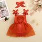 Baby Girl’s Love Tulle Jumpsuit Headscarf Two-piece Set - Tiny Fashionista’s Tulle Jumpsuit and Headscarf Set