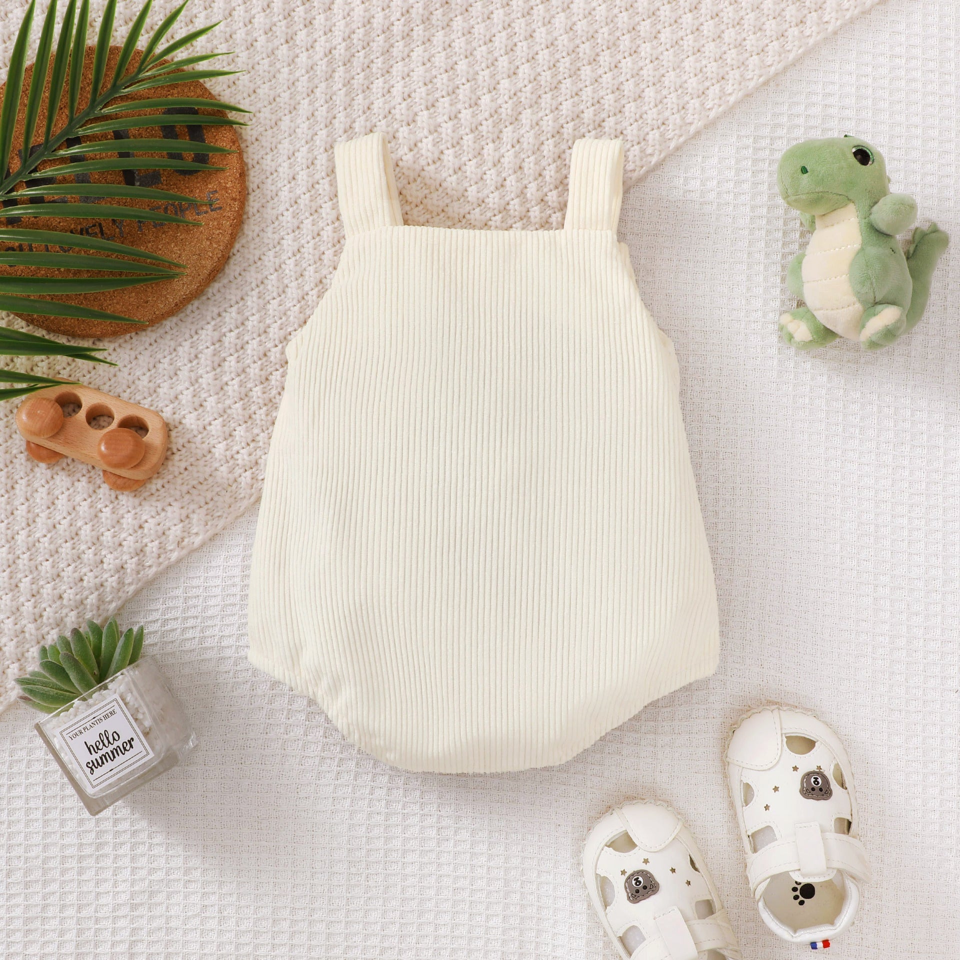 Baby Green Corduroy Turtle Towel Embroidery Sling Romper - Cute Turtle Romper for Tiny Trendsetters in Corduroy