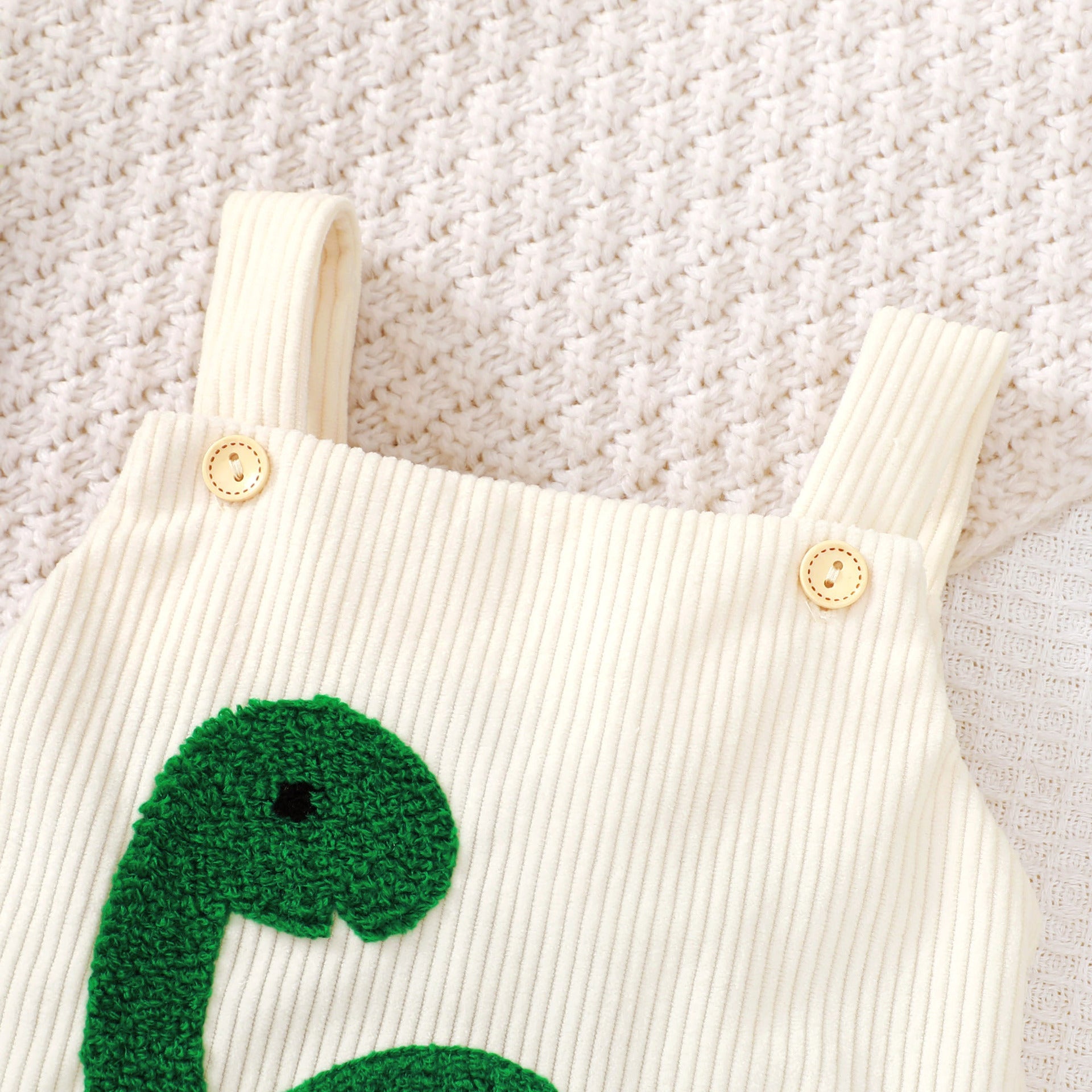 Baby Green Corduroy Turtle Towel Embroidery Sling Romper - Cute Turtle Romper for Tiny Trendsetters in Corduroy