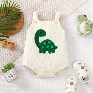 Baby Green Corduroy Turtle Towel Embroidery Sling Romper - Cute Turtle Romper for Tiny Trendsetters in Corduroy