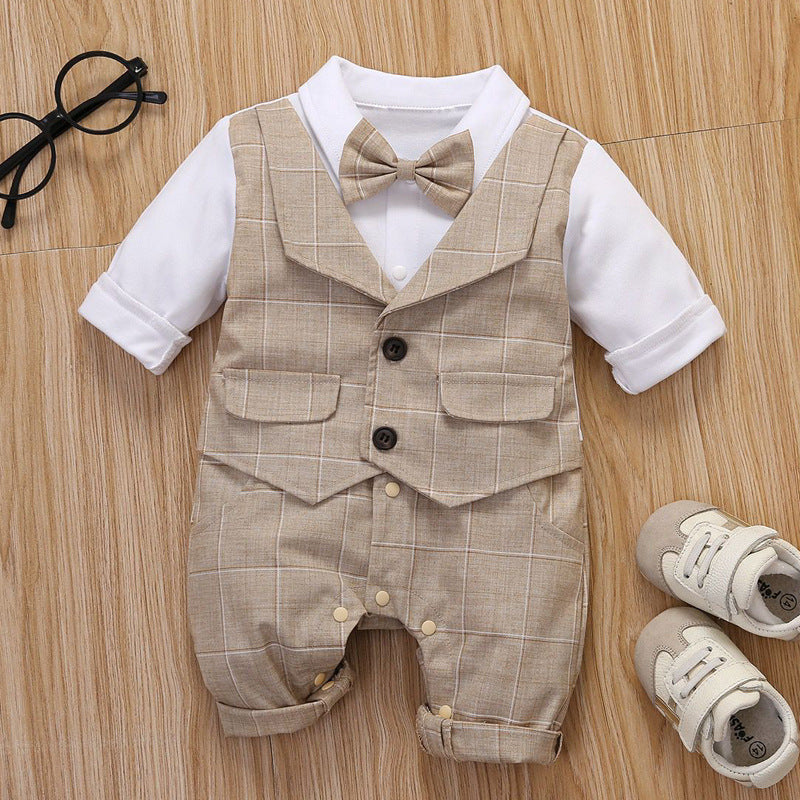 Baby Handsome Polyester Jumpsuit Children Fake Two Pieces - Baby Handsome Jumpsuit for Tiny Trendsetters