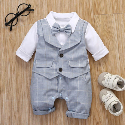 Baby Handsome Polyester Jumpsuit Children Fake Two Pieces - Baby Handsome Jumpsuit for Tiny Trendsetters