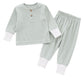 Baby Home Wear Cotton Sunken Stripe Two-piece Suit - Baby Home Wear That Makes Naptime Fashionable Fun