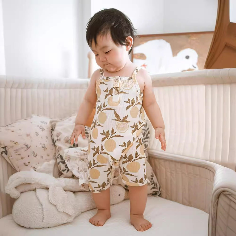 Baby Jumpsuit Class A Waffle Baby Going Out Clothes - Baby Jumpsuit Class A Waffle for Summer Outings